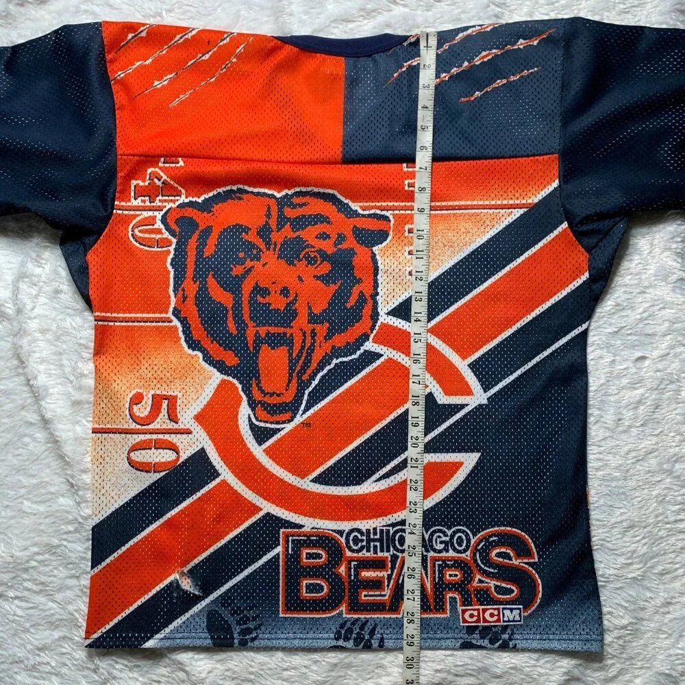 Vintage 1990s Chicago Bears NFL All Over Print Mesh Jersey CCM Size XL - Picture 9 of 9